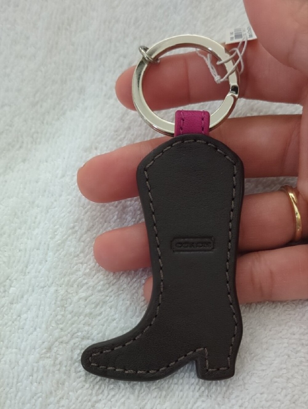 COACH Pink Leather Cowboy Boot Keyring - Picture 6 of 7
